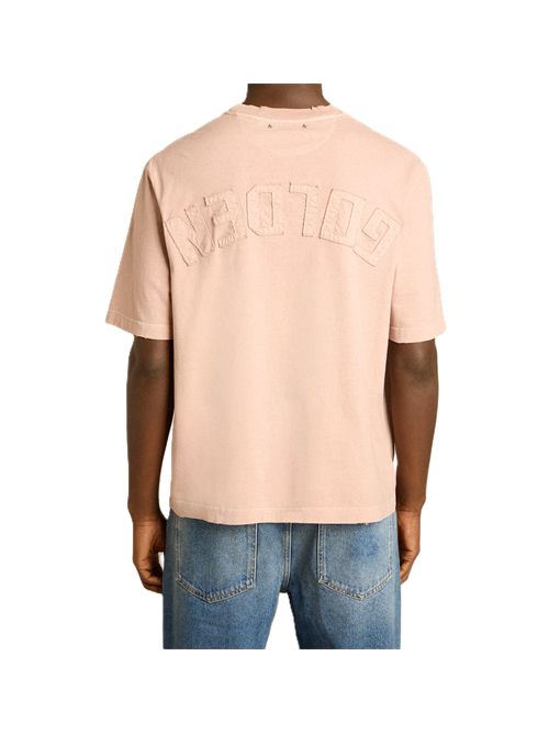 Golden Goose T-shirt di colore rosa cipria con logo reverse sul retro - Jersey Capsule Golden Goose | GUP01873P00157625235